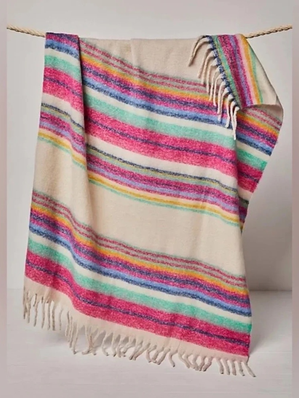 WE THE FREE People Skye Stripe Fringe Throw Blanket